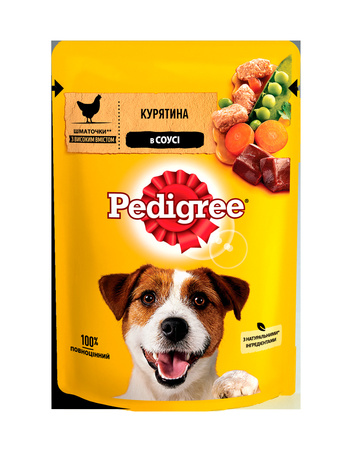 Вологий корм Pedigree для дорослих собак з куркою та овочами в соусі 100г (5900951017322)