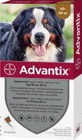 Краплі Bayer Advantix проти заражень ектопаразитами для собак понад 40-60кг 4 піпетки (4007221048947)