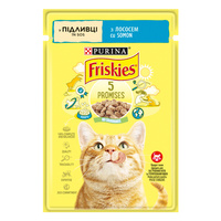 Вологий корм для кішок Purina Friskies шматочки у підливі з лососем 85 г (7613036962230)