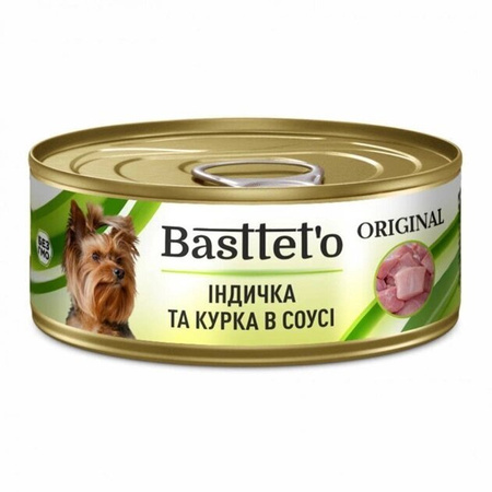 Консерва для дорослих собак Basttet`o Original Індичка та курка в соусі 24x85 г (4820185492652)