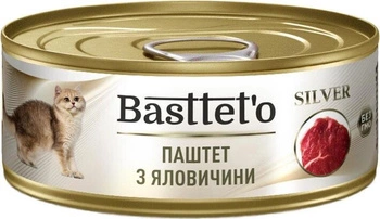 Паштет консервований для котів Basttet`o Silver з яловичиною, 85 г (4820185492539)