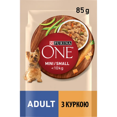 Вологий корм Purina One Mini/Small Adult для собак до 10кг з куркою 12x85 г (8445290298263)