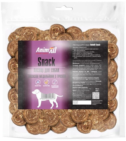 Ласощі для собак AnimAll Snack лососеві медальйони з тріскою 500 г (2000981199517)