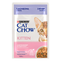 Вологий корм для кошенят Purina CAT CHOW Kitten шматочки у підливці з ягням та цукіні 24x85 г (8445290426536)