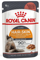 Вологий корм для дорослих кішок Royal Canin HAIR&SKIN IN GRAVY (Соус) 85 г (9003579308929)