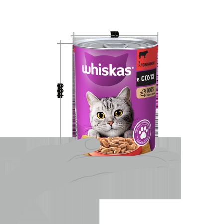 Вологий корм Whiskas для котів з яловичиною шматочки в соусі 24x400г (5900951305382)