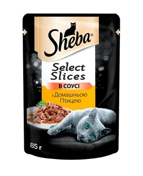 Консервований корм Sheba Select Slices з домашньою птицею у соусі 85г (4770608257293)