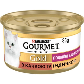 Вологий корм для кішок Purina Gourmet Gold. Подвійне задоволення з качкою й індичкою 85 г (7613031381050)