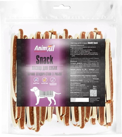 Ласощі AnimAll Snack качині сендвіч-стіки з рибою для собак 500 г (2000981199494)