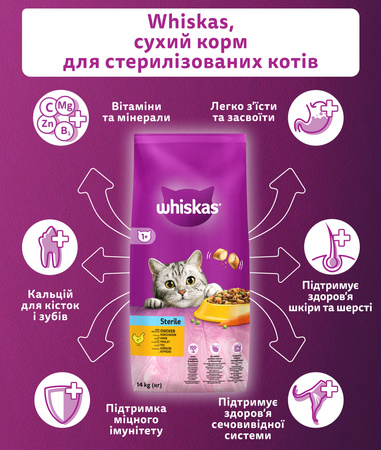 Вологий корм Whiskas для котів з яловичиною шматочки в соусі 24x400г (5900951305382)