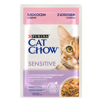 Вологий корм Purina CAT CHOW Sensitive для котів лососем та цукіні 24x85 г (8445290426574)