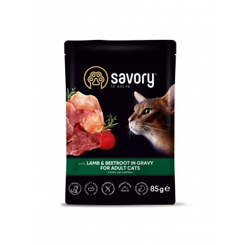 Вологий корм Savory для дорослих котів ягня з буряком у соусі 85 г (4820261920123)