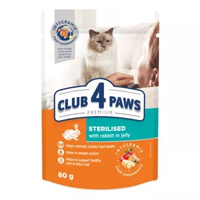 Вологий корм для кішок Club 4 Paws для стерилізованих з кроликом в желе 12x80 г (4820215367578)