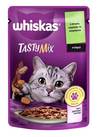 Вологий корм Whiskas TastyMix для котів з ягням, куркою та морквою 12x85г (4770608262433)