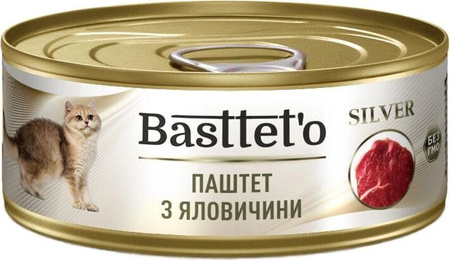 Паштет консервований для котів Basttet`o Silver з яловичиною, 12x85 г (4820185492539)