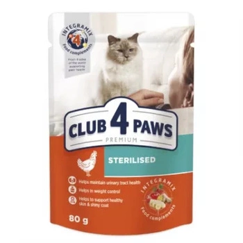 Вологий корм для кішок Club 4 Paws для стерилізованих в желе з куркою 12x80 г (4820083908934)