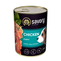 Вологий корм Savory для цуценят усіх порід з куркою 400 г (4820232630556)