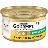 Вологий корм для котів Purina Gourmet Gold "Ніжні биточки" з куркою 85 г (7613035442207)