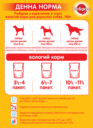 Вологий корм Pedigree для дорослих собак з куркою та овочами в соусі 100г (5900951017322)