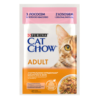 Вологий корм для кішок Purina CAT CHOW Adult з лососем і зеленою квасолею в желе 85 г (7613036595063)