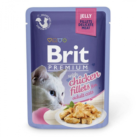 Вологий корм Brit Premium Cat Pouch для котів, філе курки в желе 85 г (8595602518463)