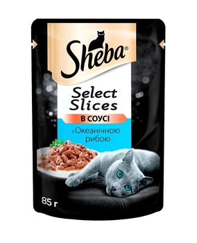 Консервований корм Sheba Select Slices з океанічною рибою у соусі 85г (4770608257187)