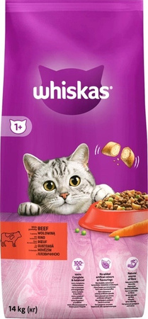 Сухий корм для дорослих кішок Whiskas з яловичиною 14кг (5900951014345)