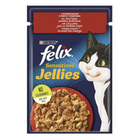 Вологий корм для котів Purina Felix Sensations із яловичиною в желе з томатами 85г (7613039831724)