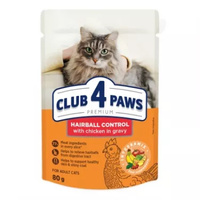 Вологий корм для кішок Club 4 Paws з ефектом виведення шерсті 12x80 г (4820215369299)