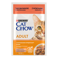 Вологий корм Purina CAT CHOW Adult для дорослих котів з яловичиною та баклажанами 85 г (7613036595025)