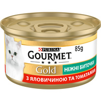 Вологий корм для котів Purina Gourmet Gold "Ніжні биточки" з яловичиною та томатами 24x85 г (7613035442474)