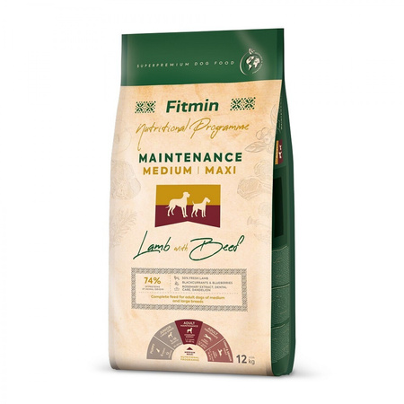 Сухий корм для собак Fitmin Dog Medium/Maxi Maintenance Lamb & Beef 12 кг (8595237033324)