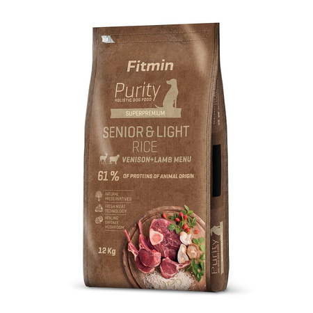 Сухий корм для собак Fitmin dog Purity Rice Senior&Light Venison&Lamb 12 кг (8595237016013)