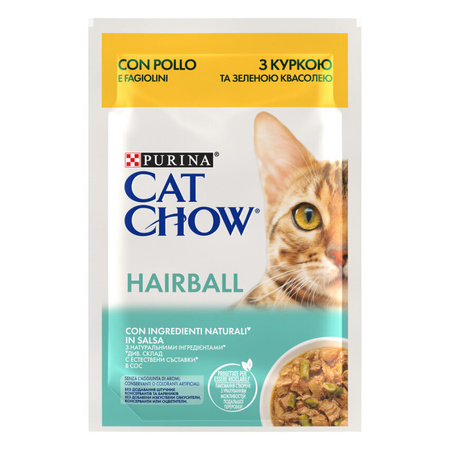 Вологий корм для котів Purina CAT CHOW Hairball проти волосяних кульок з куркою 85 г (7613037031393)