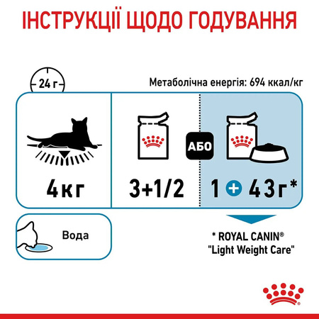 Вологий корм для дорослих котів Royal Canin Light Weight Care шматочки в соусі 85 г (9003579308769)