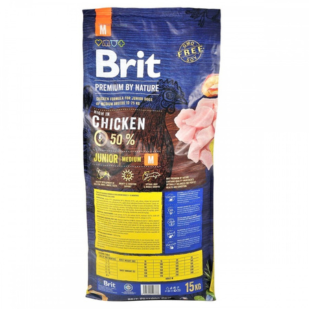 Сухий корм Brit Premium Dog Junior M для цуценят та юніорів середніх порід 15 кг (8595602526338)