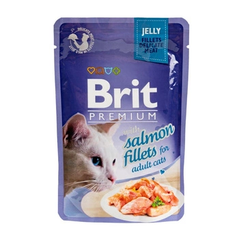 Вологий корм Brit Premium Cat Pouch для котів філе лосося в желе 85 г (8595602518487)