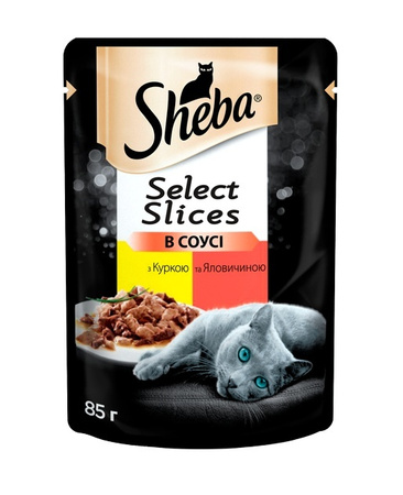 Консервований корм Sheba Select Slices з куркою та говядиною у соусі 12x85г (4770608257088)