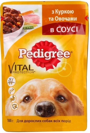 Вологий корм Pedigree для дорослих собак з куркою та овочами в соусі 100г (5900951017322)