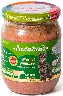 Вологий корм для кішок Леопольд М'ясні делікатеси з телятиною 6x500 г (4820185490122)