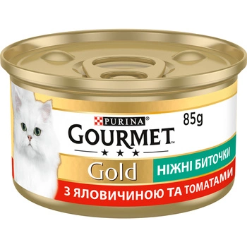 Вологий корм для котів Purina Gourmet Gold "Ніжні биточки" з яловичиною та томатами 24x85 г (7613035442474)