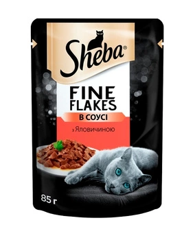 Консервований корм Sheba Fine Flake з яловичиною у соусі 85г суміш смаків (4770608264406)