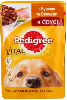 Вологий корм Pedigree для дорослих собак з куркою та овочами в соусі 100г (5900951017322)